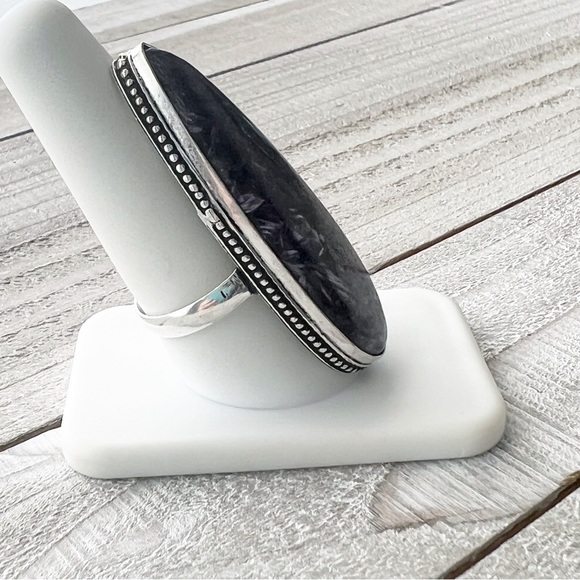 Charoite Long Chunky Ring Size 9.5 Sterling Silver 925 New - Picture 10 of 11